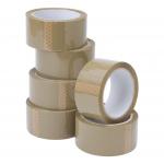 White Box Packaging Tape 50mmx66m Buff [Pack 6]
